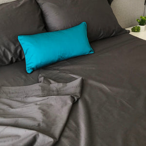 Ensemble draps en bambou satiné - Gris ardoise | Sous la couette