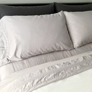 Ensemble draps en bambou et coton égyptien - Gris sable | Sous la couette