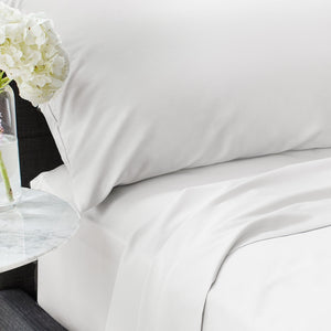 Ensemble draps en bambou et coton égyptien - Blanc pur | Sous la couette