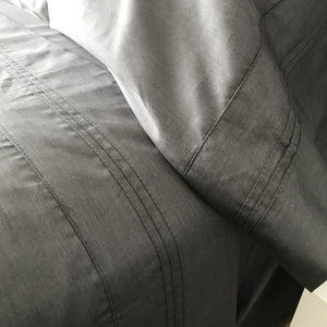 Ensemble draps en bambou et coton égyptien - Gris ardoise | Sous la couette