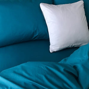 Ensemble housse en bouleau satiné unie | Mer Béjaïa | Sous la couette