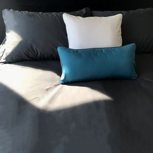 Ensemble housse en bambou satiné unie | Gris ardoise | Sous la couette