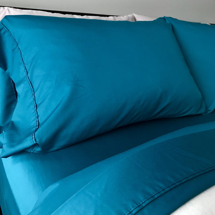 Ensemble taies d'oreiller en bouleau satiné - Mer Béjaïa | Sous la couette